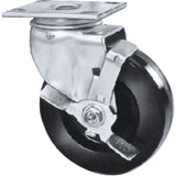 Heavy-Duty EMaxx Kingpin Caster, Rigid with Brake, 5" (127 mm), Phenolic, 900 lbs. (408 kg.)