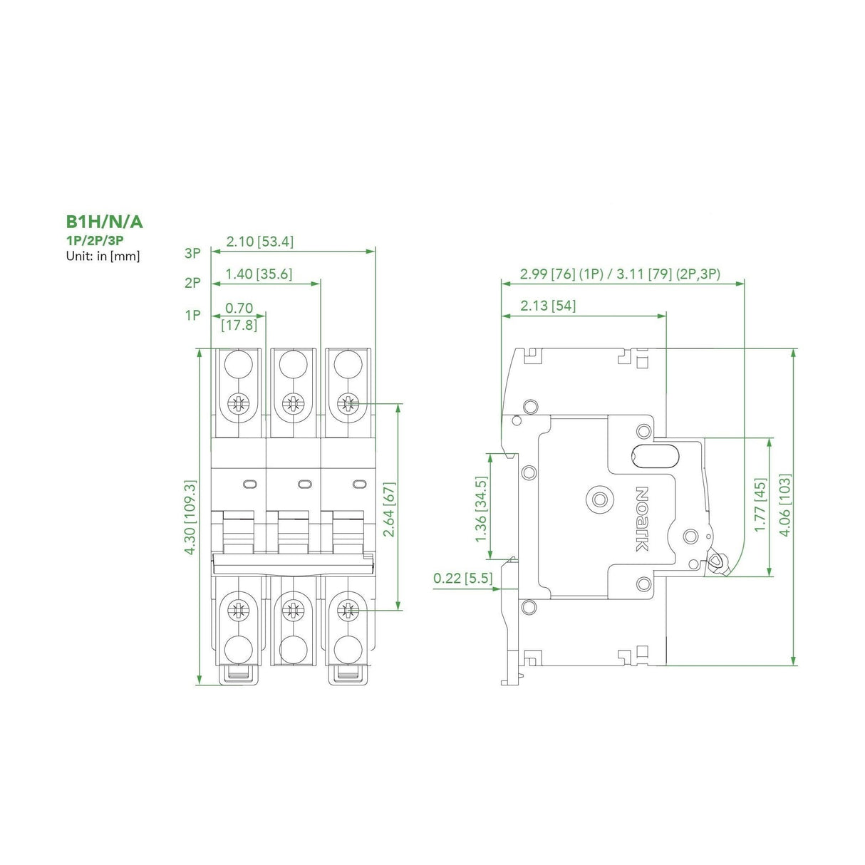 Miniature Circuit Breaker 10A, D Curve 240Vac 3P | B1N3D10