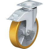 Heavy-Duty Kingpinless Caster, Swivel with Brake, 8" (203.2 mm), Polyurethane, 1250 lbs. (567 kg.)