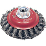 BK420T Knot Twisted Conical Brush, 4" Dia., 0.02" Fill, 5/8"-11 Arbor, Steel