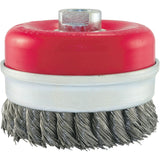 Knot Banded Cup Brush, 4" Dia. x 5/8"-11 Arbor
