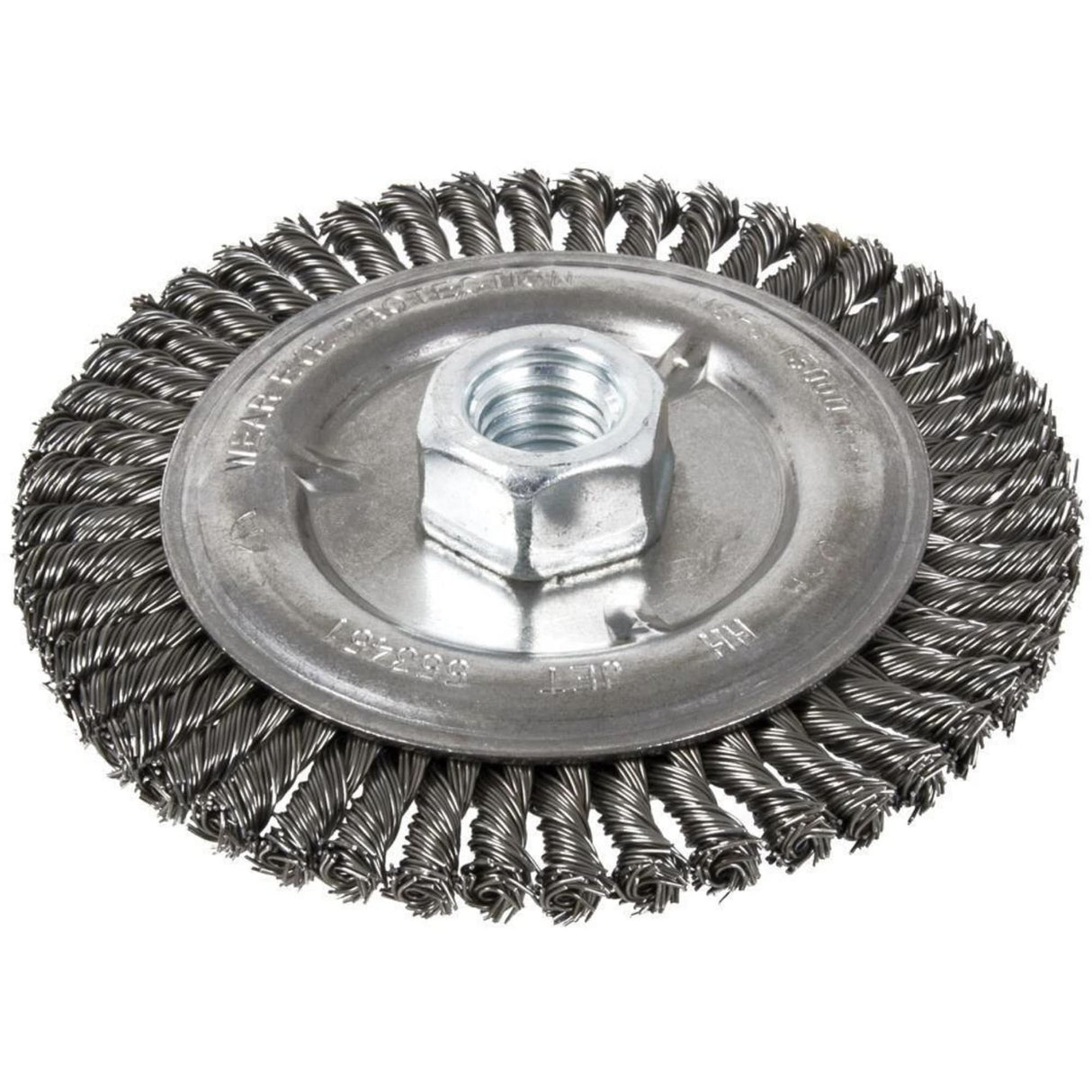 Stringer Bead Brush, 6" Dia., 0.022" Fill, 5/8"-11 Arbor, Steel