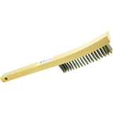 4LHSS 4-Row Long Handle Hand Wire Scratch Brush, Stainless Steel, 4 x 19 Wire Rows, 13-3/4" Long