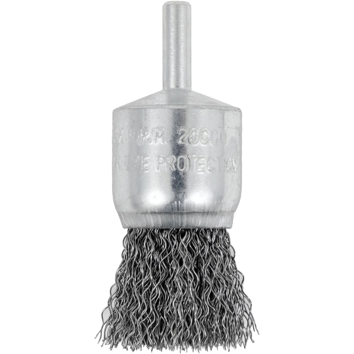 Shaft Mounted Crimped End Brush, 1", 0.012" Fill, 1/4" Shank