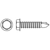 Self Drill Hex Washer, 1/4" x 1-1/4" L, Stainless Steel