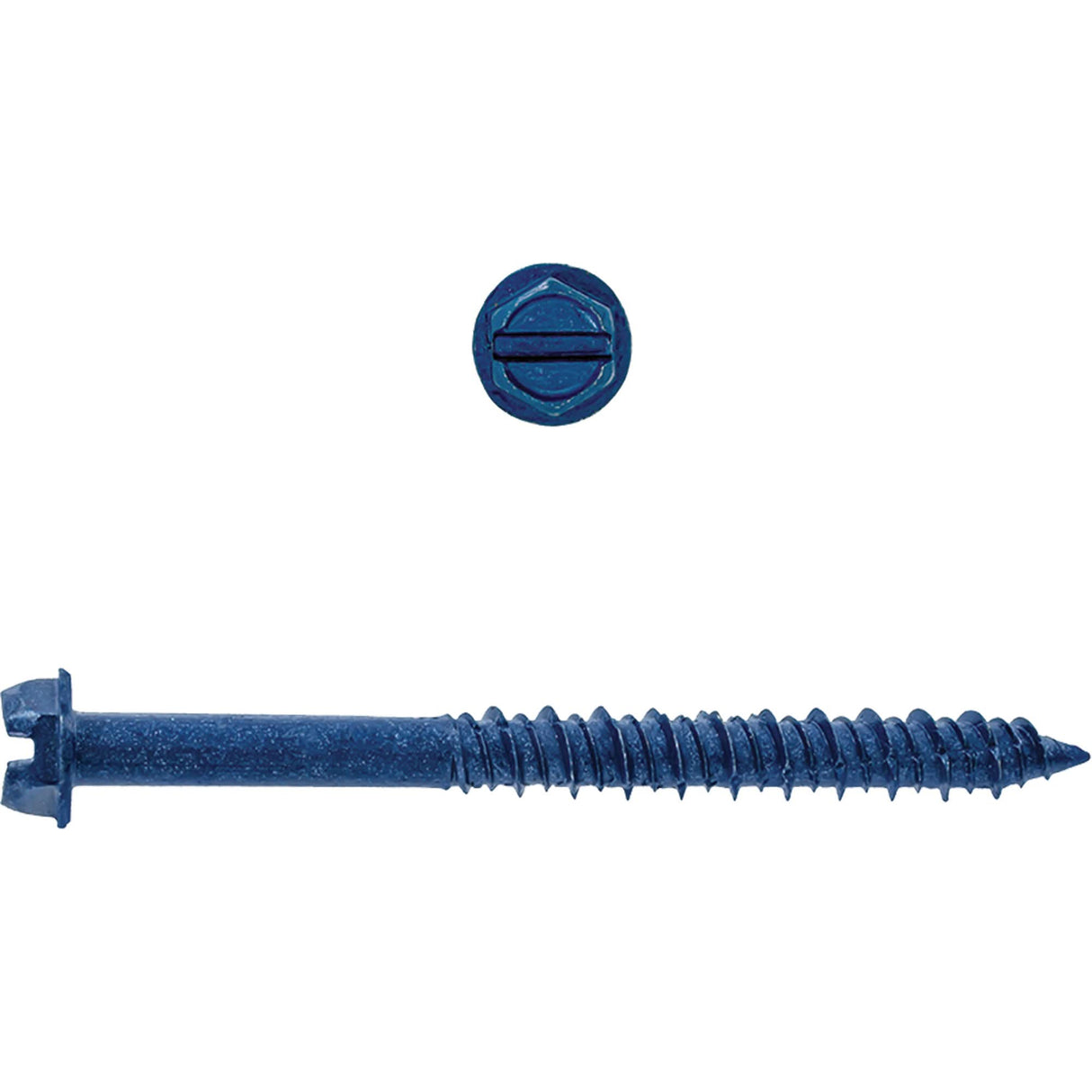 Hex Washer Slot SD Concrete Screws, 3/16" x 1-3/4" L, Zinc Plate