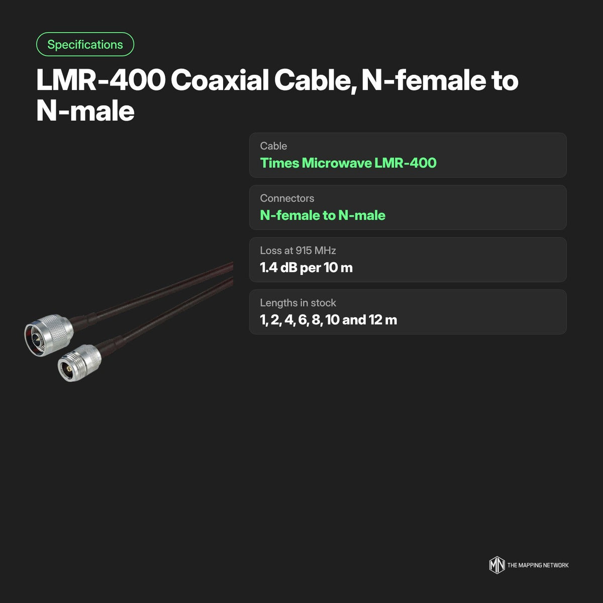 Câble coaxial LMR-400 - N Femelle - N Mâle