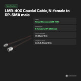 Câble coaxial LMR-400 - N Femelle - RP SMA Mâle
