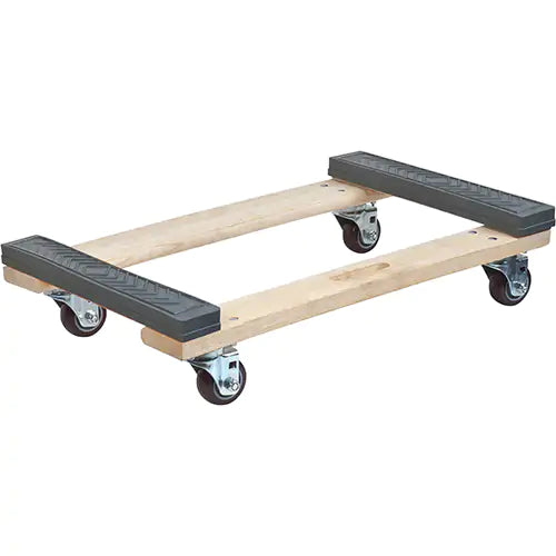 Rubber Ends Hardwood Dolly, Wood Frame, 18" W x 24" D x 7" H, 900 lbs. Capacity