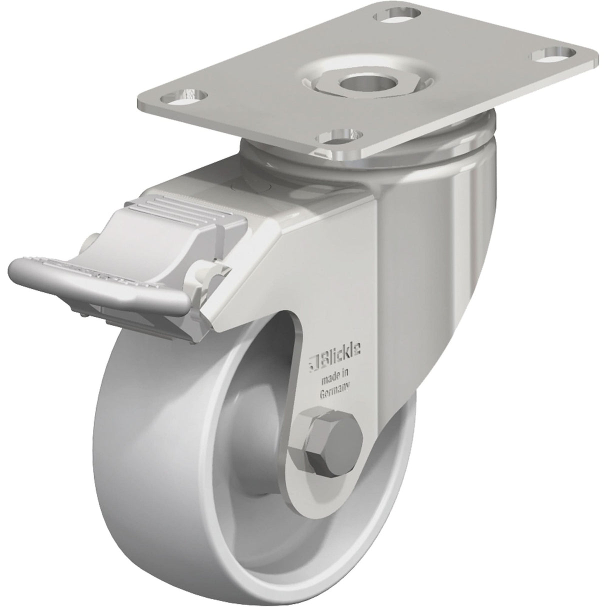 Caster, Swivel with Brake, 3-1/8" (79.5 mm), Nylon, 265 lbs. (120 kg.)