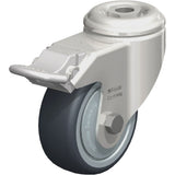 Stainless Steel Thermoplastic Elastomer Caster, Swivel with Brake, 3-1/8" (79.5 mm) Dia., 220 lbs. (100 kg.) Capacity
