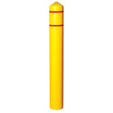 Smooth Bollard Cover With Reflective Stripes, 6" Dia. x 56" L, Yellow