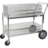 Wire Mesh Office Mail Cart, 250 lbs. Capacity, Chrome, 23" D x 42" L x 38" H, Chrome Plated