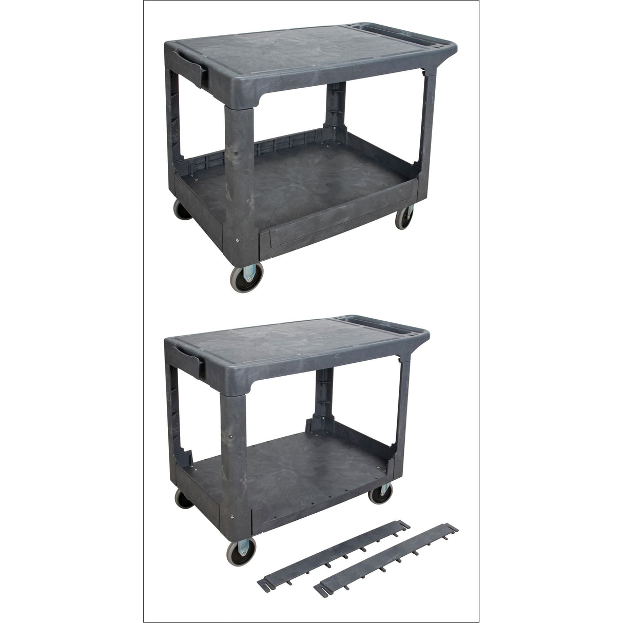 Flat-Shelf Utility Service Cart, 2 Tiers, 25-1/4" x 32-1/4" x 44", 550 lbs. Capacity