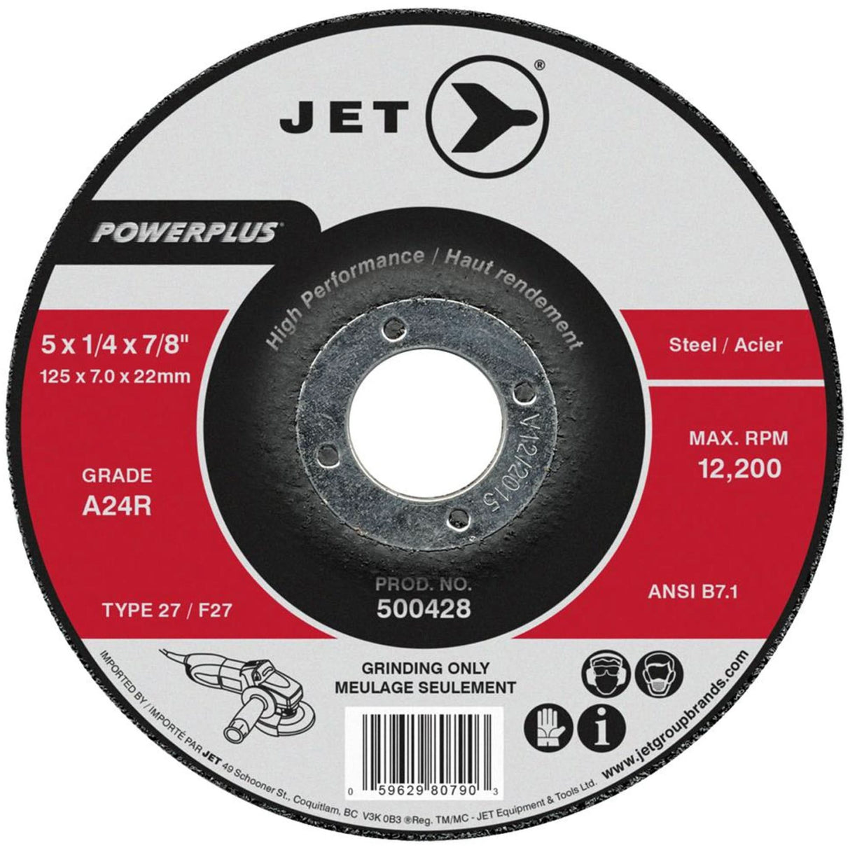 A24R POWERPLUS Grinding Wheel, 4" x 1/4", 5/8" Arbor, Type 27