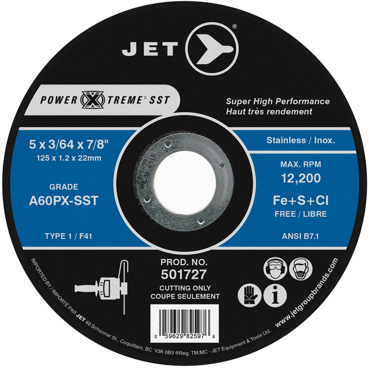 Power-Xtreme SST Cut-Off Wheel, 5" x 3/64", 7/8" Arbor, Type 1, 12200 RPM