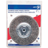 Crimped Wire Wheel, 7" Dia., 0.014" Fill, 1/2" - 2" Arbor