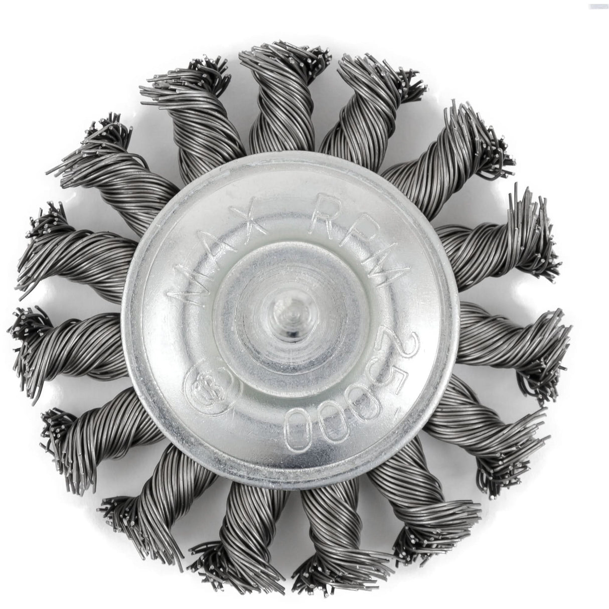 EKR275-20 Shaft-Mounted Knot Twisted Radial Brush, 3", .02" Fill, 1/4" Shank
