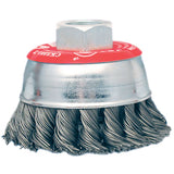 High-Performance Knot Twisted Cup Brush, 3" Dia. x 10mm x 1.25" Arbor