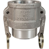 Cam & Groove Coupler, Aluminum, Type B, 4", Male NPT, 100 psi