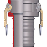 Cam & Groove Coupler x Hose Shank, Aluminum, Type C, 2-1/2", 150 PSI