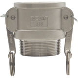 Global Cam & Groove Coupler, Stainless Steel, Type B, 2", Male NPT, 250 PSI