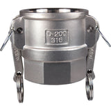 Global Cam & Groove Coupler, Aluminum, Type D, 1-1/2", Female NPT, 250 PSI