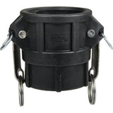 Cam & Groove Coupler, Polypropylene, Type D, 3", Female NPT, 60 PSI