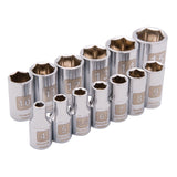 6-Point Metric Socket Set, 13 Pcs, 1/4" Drive Size