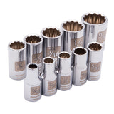 12-Point SAE Socket Set, 10 Pcs, 1/4" Drive Size