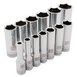 SAE Socket Set, 13 Pcs, 3/8" Drive Size, Deep