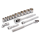 SAE Socket Set, 16 Pcs, 3/8" Drive Size