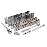 SAE/Metric Socket Set, 60 Pcs, 3/8" Drive Size, Deep