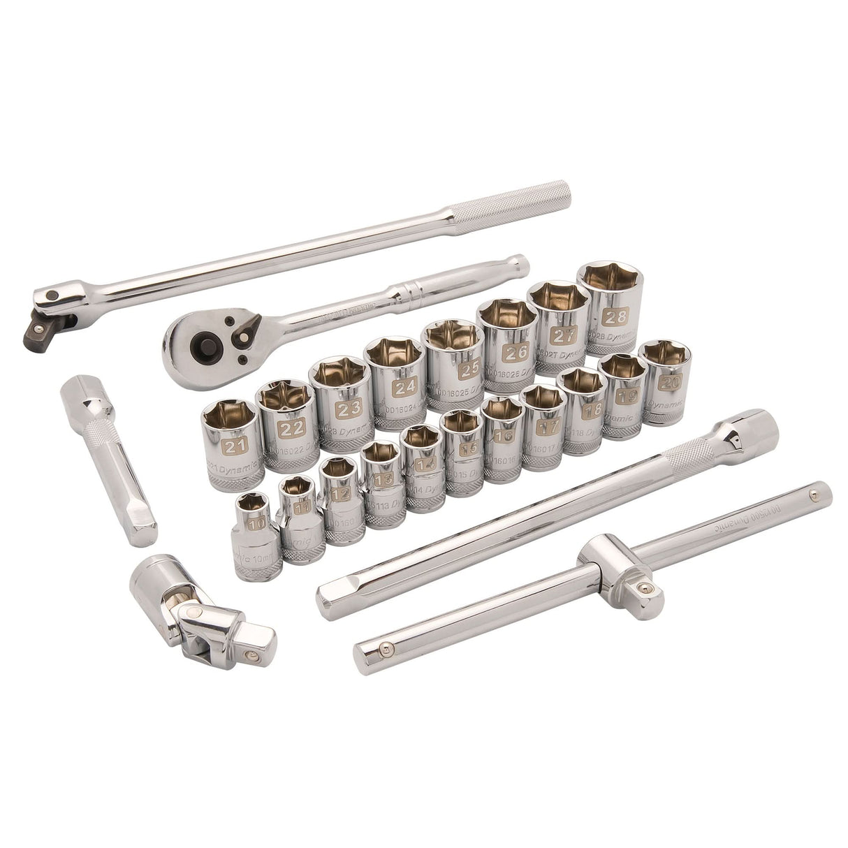 Metric Socket Set, 25 Pcs, 1/2" Drive Size