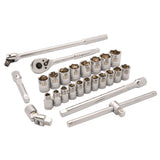 Metric Socket Set, 25 Pcs, 1/2" Drive Size