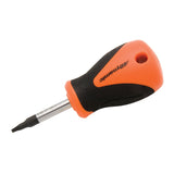 Square Recess Stubby Screwdriver, #2 Tip, Round, 3-4/5" L, Plastic/Wood/Cushion Grip Handle