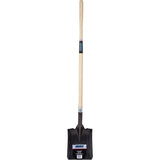 Heavy-Duty Square Shovel, Hardwood, Carbon Steel Blade, Straight Handle, 48" Long