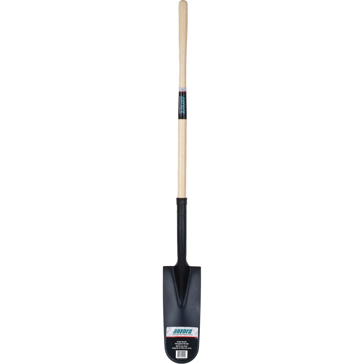 Drain Spade Shovel, Tempered Steel, 14" x 6" Blade, 46" L, Straight Handle