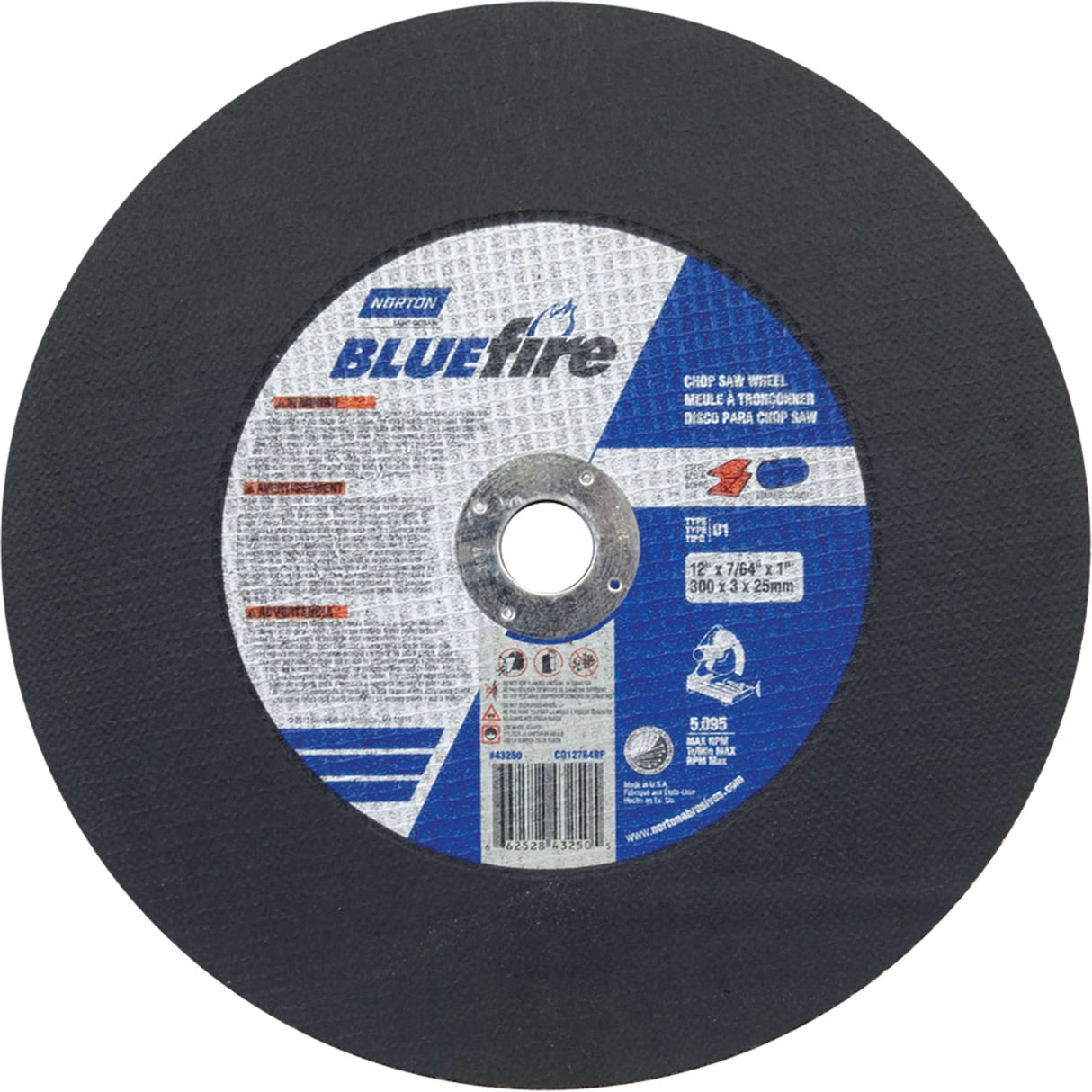 BlueFire® Chop Saw Wheels, 16" x 7/64", 1" Arbor, Type 01/41, Aluminum Oxide/Zirconium, 3820 RPM