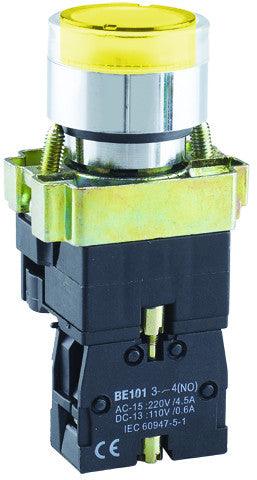 NOARK® Illuminated Yellow Pushbutton 22mm 1NO W/ Guard | Ex9PBW3561D
