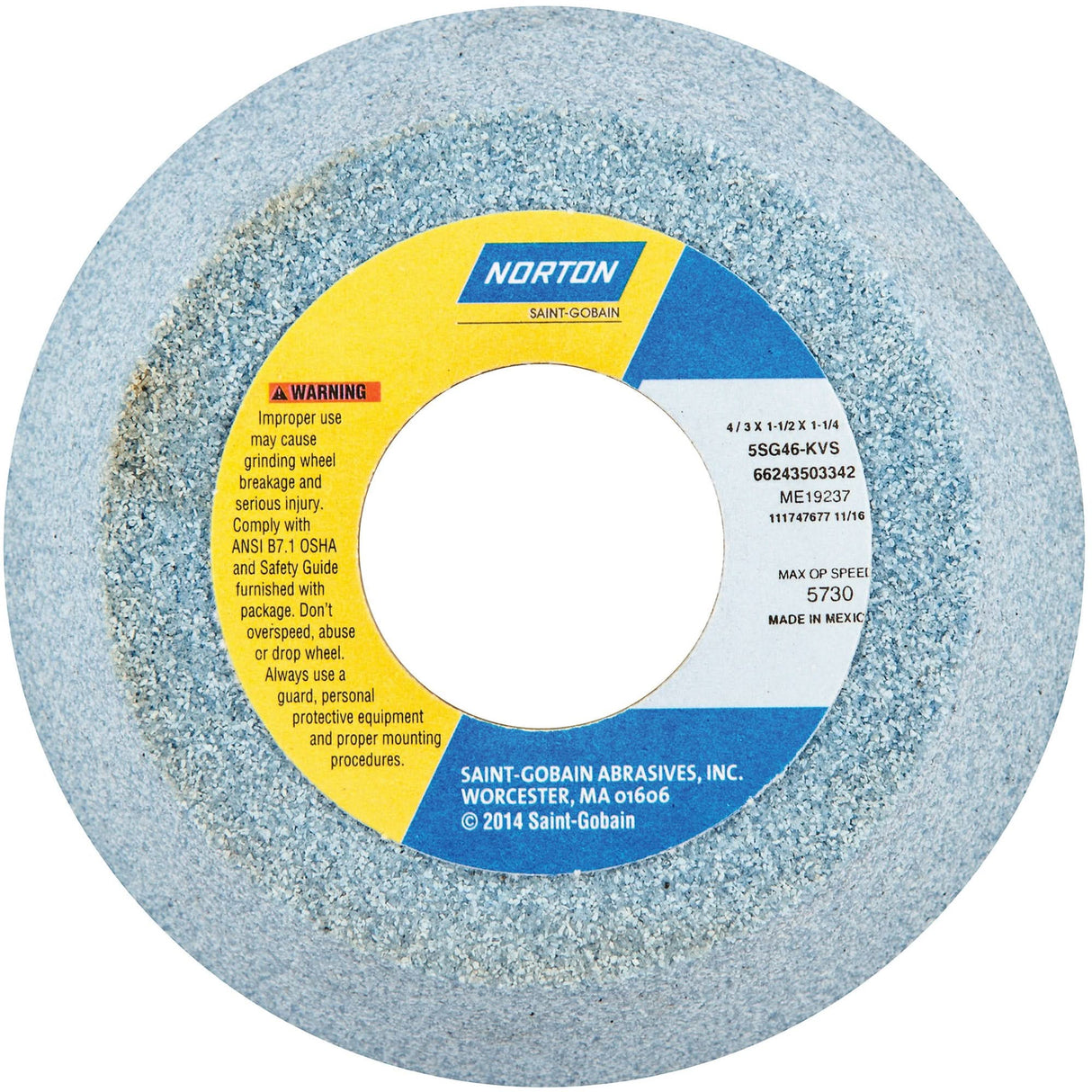 Tool Room Wheel, Type 11, Ceramic Alumina, 4" x 1-1/2"