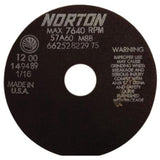Non-Reinforced Tool Room Cut-Off Wheels, 6" x 1/16", 1-1/4" Arbor, Type 01/41, Aluminum Oxide, 7640 RPM