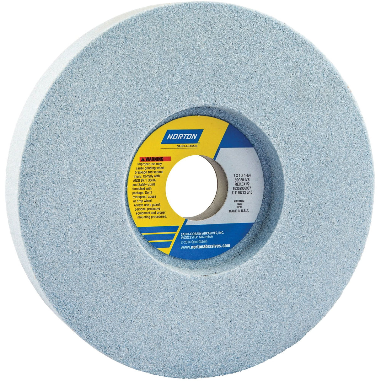 Tool Room Wheel, Type 05, Ceramic Alumina, 7" x 1"