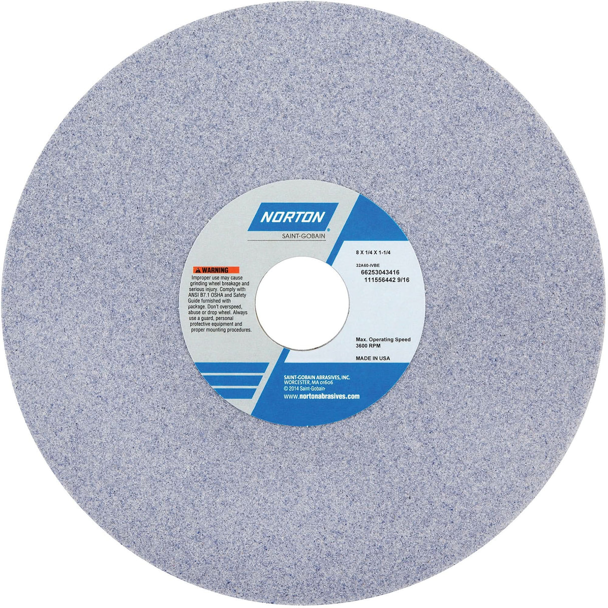 Tool Room Wheel, Type 01, Aluminum Oxide, 8" x 1/4"