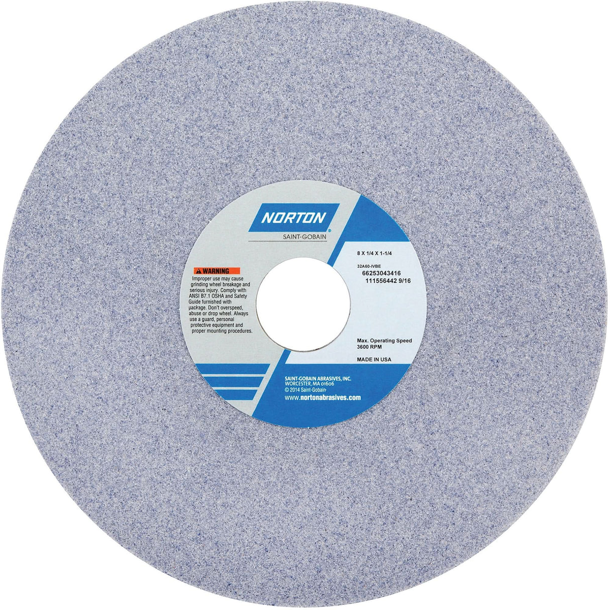 Tool Room Wheel, Type 01, Aluminum Oxide, 8" x 1/4"