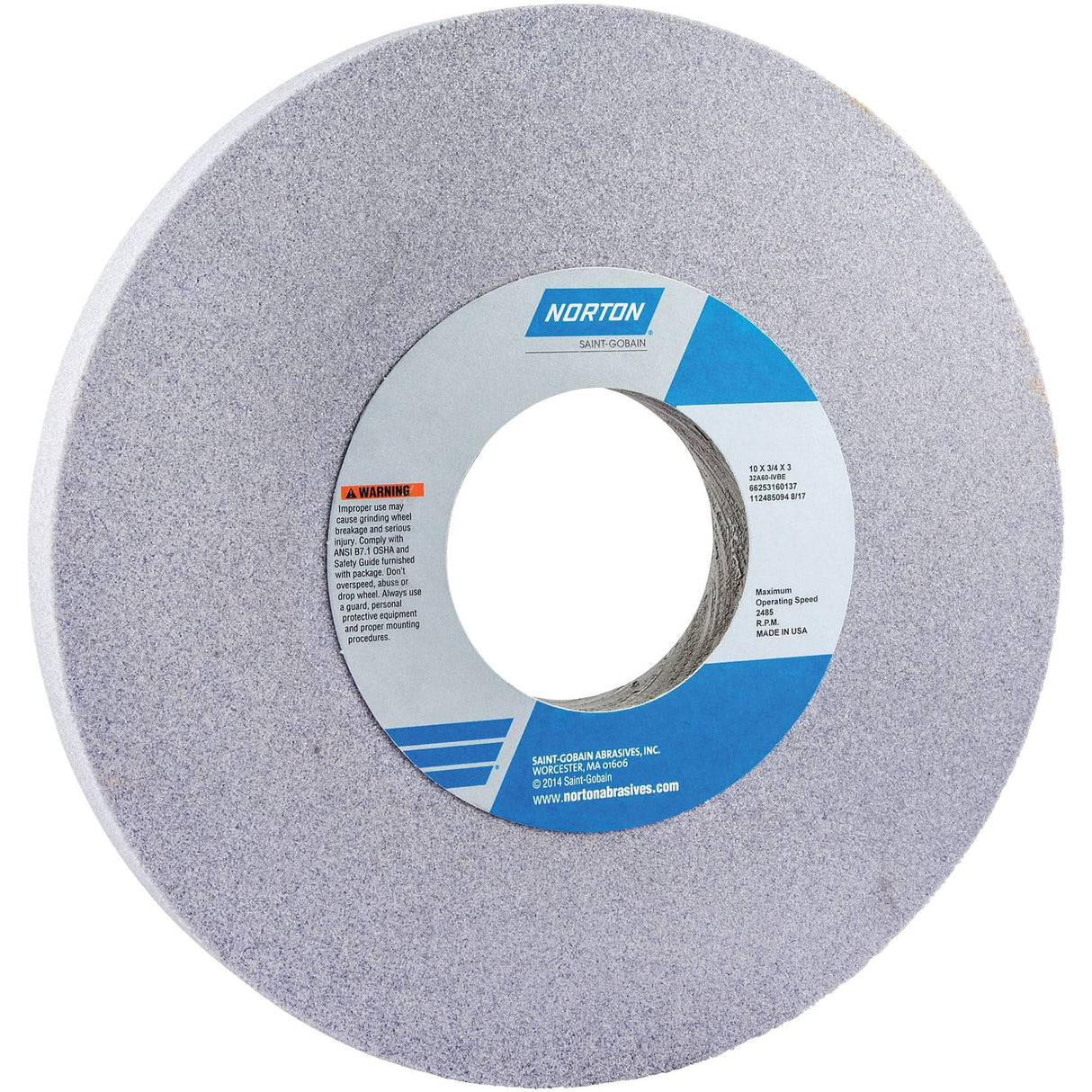 Tool Room Wheel, Type 01, Aluminum Oxide, 10" x 3/4"