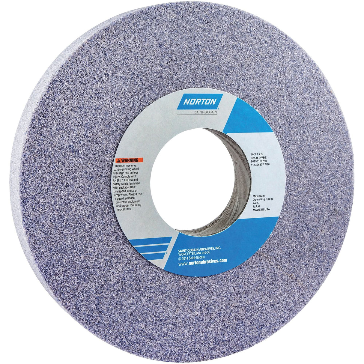 Tool Room Wheel, Type 01, Aluminum Oxide, 10" x 1"