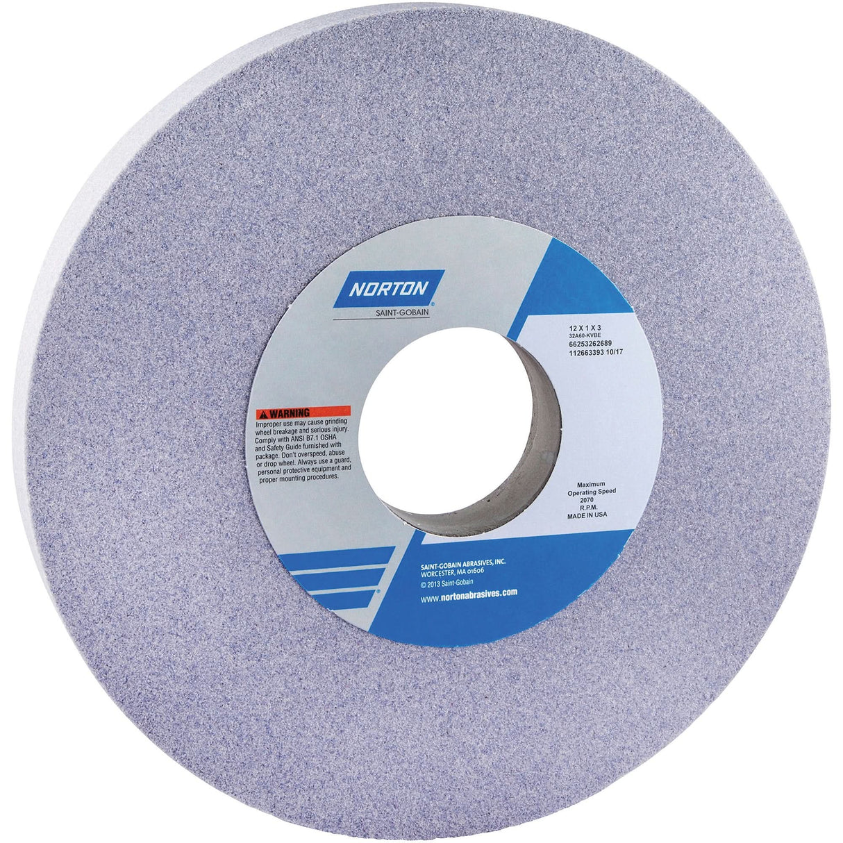 Tool Room Wheel, Type 01, Aluminum Oxide, 12" x 1"