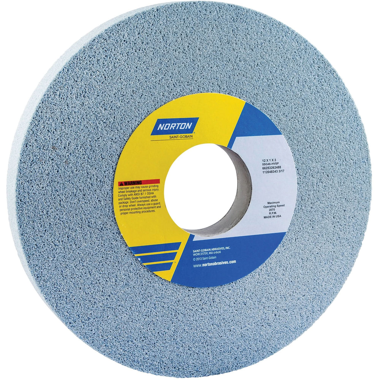 Tool Room Wheel, Type 01, Ceramic Alumina, 12" x 1"