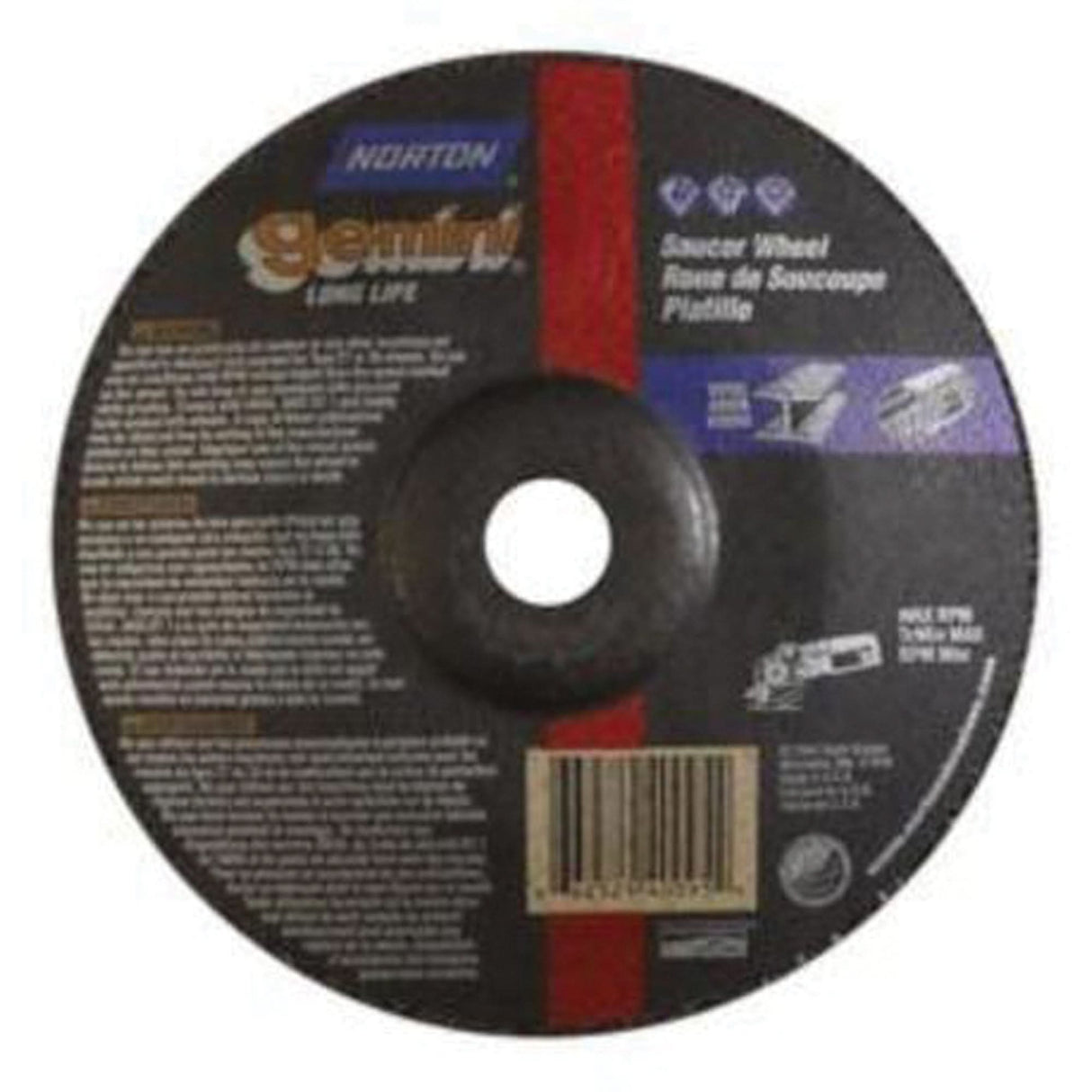 Gemini® Saucer Wheel, 7" x 1/4", 7/8" Arbor, Aluminum Oxide, Type 28